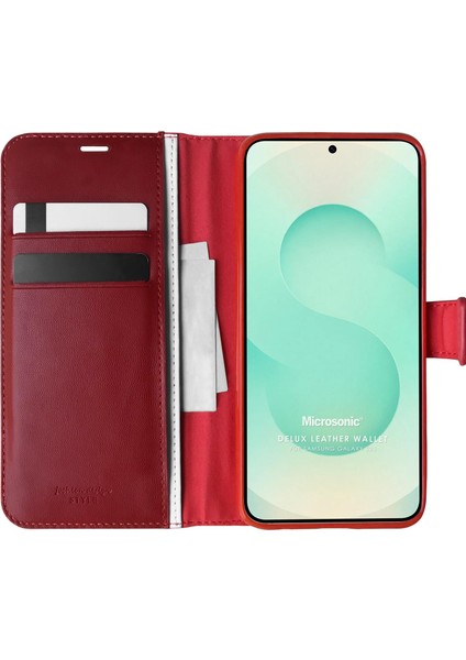Samsung Galaxy S25 Fe Kılıf Delux Leather Wallet Kırmızı