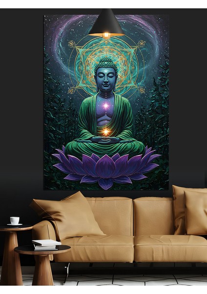 Buda Heykeli ve Lotus Çiçeği Dekoratif Kanvas - Mdf Ahşap Tablo fiyatları