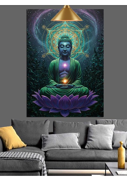 Buda Heykeli ve Lotus Çiçeği Dekoratif Kanvas - Mdf Ahşap Tablo modelleri