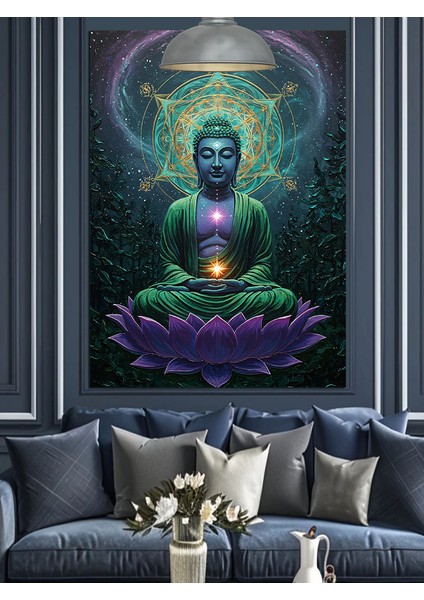 Buda Heykeli ve Lotus Çiçeği Dekoratif Kanvas - Mdf Ahşap Tablo fırsatları