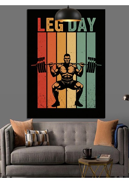 Leg Day Temalı Gym Fitness Motivasyonu Dekoratif Kanvas - Mdf Ahşap Tablo fiyatları