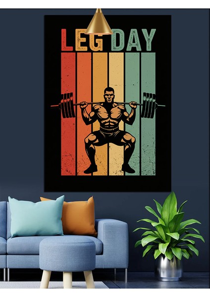 Leg Day Temalı Gym Fitness Motivasyonu Dekoratif Kanvas - Mdf Ahşap Tablo modelleri