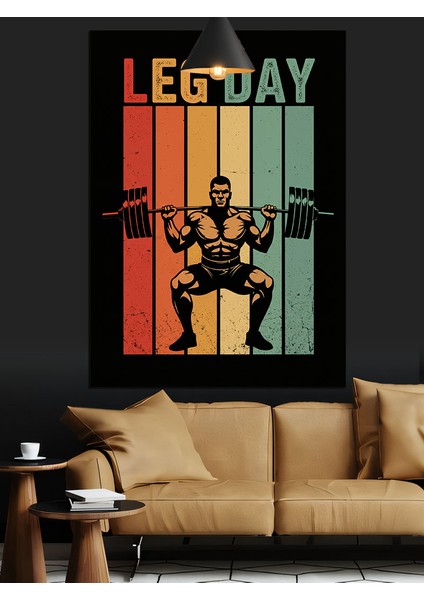 Leg Day Temalı Gym Fitness Motivasyonu Dekoratif Kanvas - Mdf Ahşap Tablo fırsatları