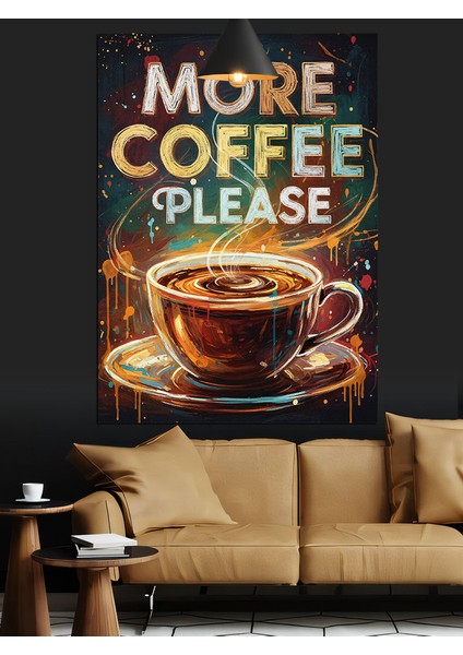 "daha Çok Kahve Lütfen" Yazısı Dekoratif Kanvas - Mdf Ahşap Tablo modelleri