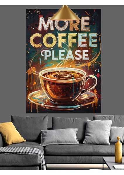 "daha Çok Kahve Lütfen" Yazısı Dekoratif Kanvas - Mdf Ahşap Tablo fırsatları