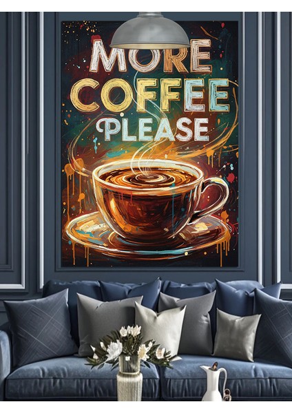 "daha Çok Kahve Lütfen" Yazısı Dekoratif Kanvas - Mdf Ahşap Tablo indirimleri