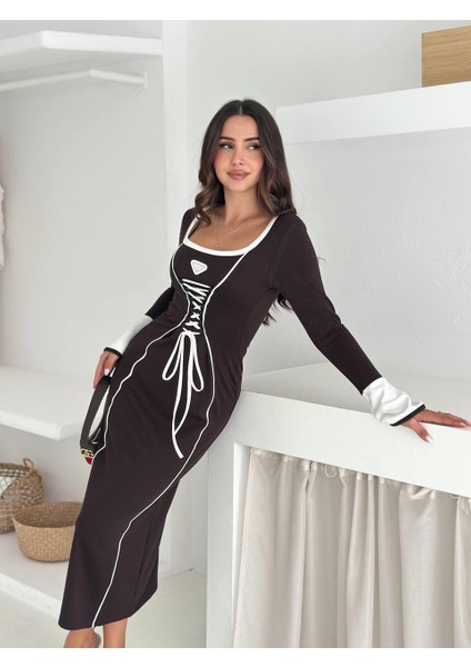 Modal Kumaş Korse Detaylı Uzun Kollu Elbise fiyatları