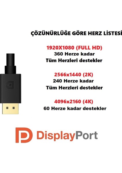 8k Displayport Dp Kablo 1080P@ 360hz, 2k@ 240hz, 4k@ 144hz, 8k@ 60hz V1.4 Gaming Sinema fiyatları