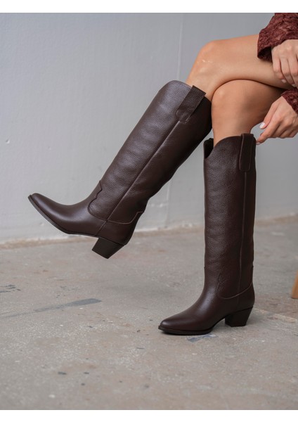 Marry Kahve Deri Çizme