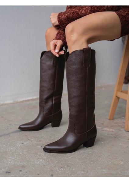 Marry Kahve Deri Çizme