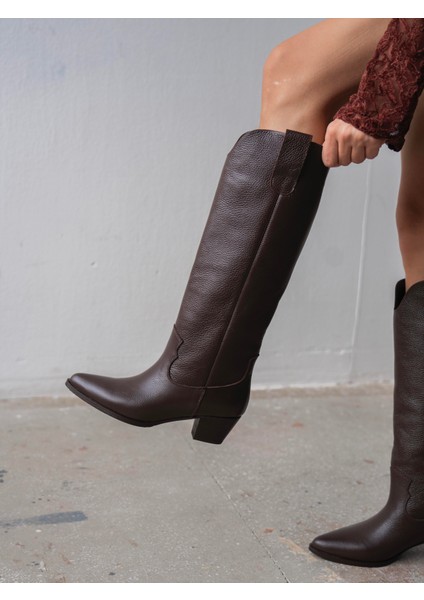 Marry Kahve Deri Çizme