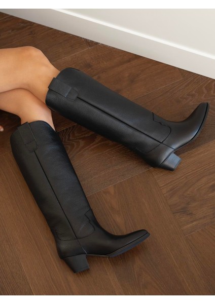 Marry Siyah Deri Çizme