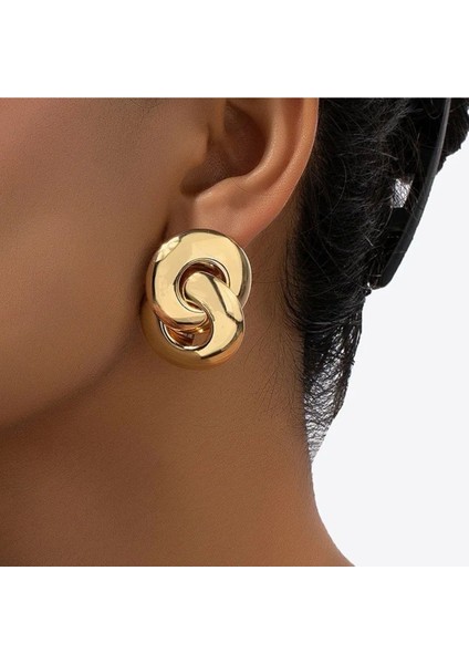 Çelik Içiçe Düğme Küpe modelleri