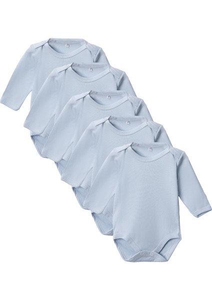 %100 Pamuklu Penye Likralı Kumaş Çıtçıtlı Uzun Kol Bebek Badi Zıbın Renkli