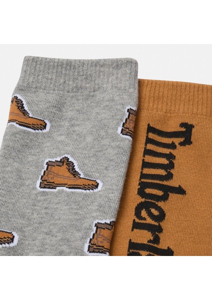 Hampshire 2 Pack Boot Print Crew Unisex Gri Çorap.- modelleri