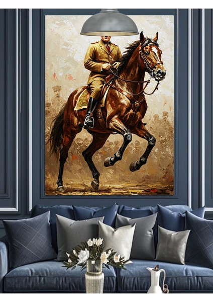 Musafa Kemal Atatürk ve Atı Dekoratif Kanvas - Mdf Ahşap Tablo fiyatları