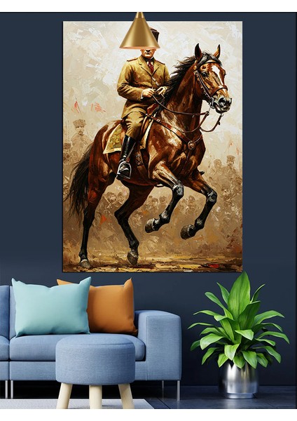 Musafa Kemal Atatürk ve Atı Dekoratif Kanvas - Mdf Ahşap Tablo fırsatları
