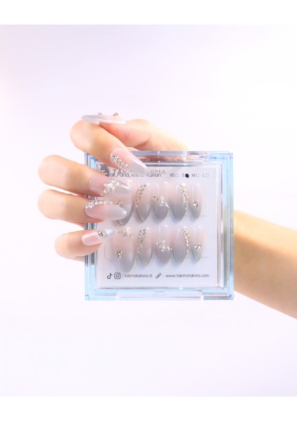 Tekrar Kullanılabilir El Yapımı Protez Takma Tırnak TT1125 - Dreamy Stones - 10'lu indirimleri