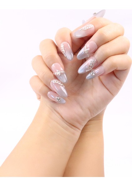 Tekrar Kullanılabilir El Yapımı Protez Takma Tırnak TT1125 - Dreamy Stones - 10'lu