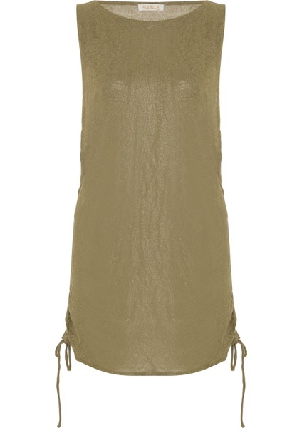 Lurex Haki Sürgülü Tunik