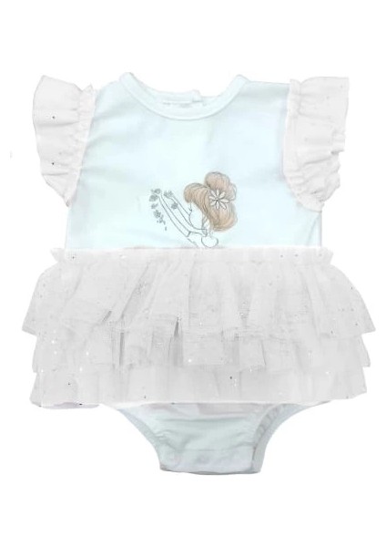 Yazlık Katkat Etekli Tüllü Bebe Kız Çıtçıtlı Badi