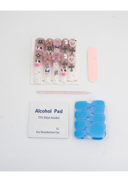 10'lu Beyaz Extra Extra Extra TT1438 Tekrar Kullanılabilir El Yapımı Protez Takma Tırnak - Beyaz-M