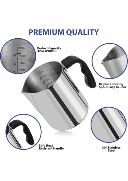 32OZ Paslanmaz Çelik Balmumu Eritme Potu Dripless Pouring Spout ve Isıya Dirençli Kalıcı Mum Yapımı Için (Yurt Dışından) fırsatları