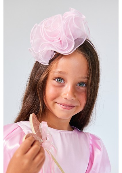 Pembe Organze Gül Detaylı Kız Çocuk Taç fırsatları