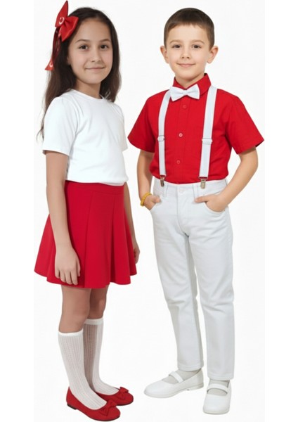 23NISAN–19MAYIS– 29EKIM Özel Gün Çocuk Kostüm|kız Etek&tişört&toka+Erkek Pantolon&gömlek&papyon Askı indirimleri