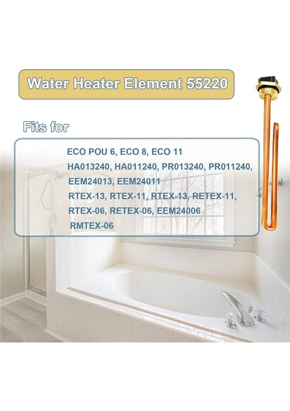 2'li Paket He 55220 Su Isıtıcı Elemanı, Ecosmart Eco Pou 6, Eco 8, Eco 11 Elektrikli Tanklı Su Isıtıcılarına Uygun (Yurt Dışından) modelleri
