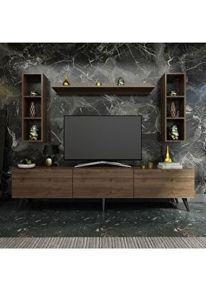Festival Ceviz Renkli TV Ünitesi Modern Tasarım 180 cm Yonga Levha Malzeme fırsatları