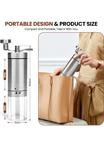 Manuel Kahve Öğütücü, Katlanabilir Saplı Paslanmaz Çelik El Kahve Öğütücü, Ayarlanabilir Kahve Çekirdeği Öğütücü (Yurt Dışından) fırsatları