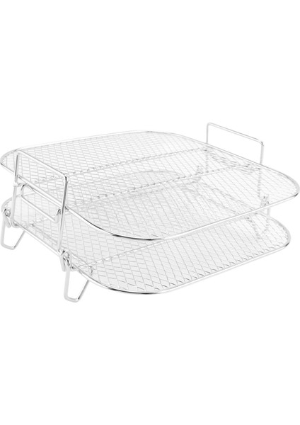 Hava Fritöz Rafı Kare Iki Katmanlı Raflar, Paslanmaz Çelik Kurutma Makinesi Aksesuarları Rafı, Hava Çok Katmanlı Fritöz 4.2-5.8qt (Yurt Dışından) indirimleri