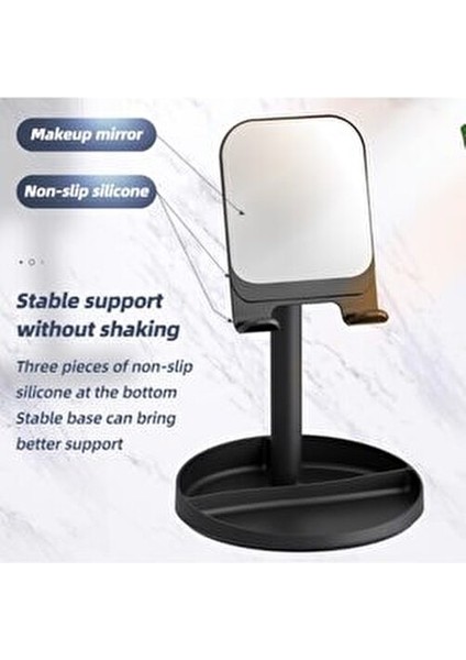 Kuulaa K2 Aynalı Tablet ve Cep Telefonu Standı Universal Uyumlu Silikon Malzeme