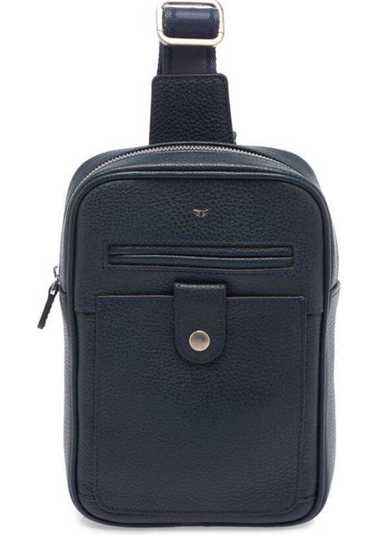 Lacivert Hakiki Deri Erkek Çapraz Askılı Çanta - S1AC00021479-X86