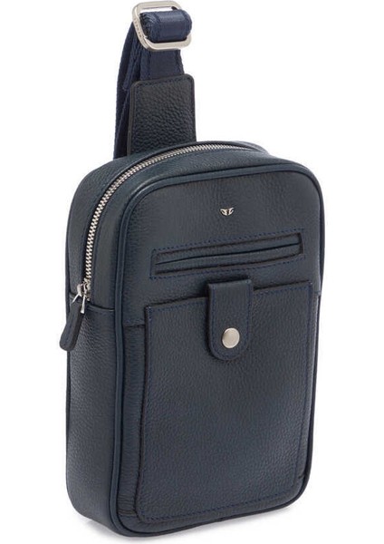 Lacivert Hakiki Deri Erkek Çapraz Askılı Çanta - S1AC00021479-X86