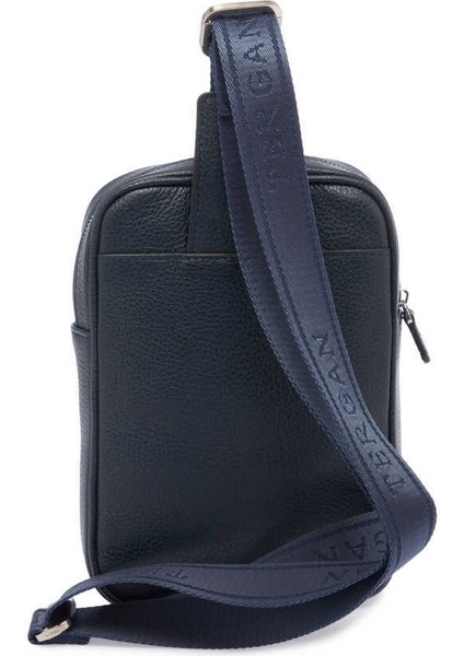 Lacivert Hakiki Deri Erkek Çapraz Askılı Çanta - S1AC00021479-X86