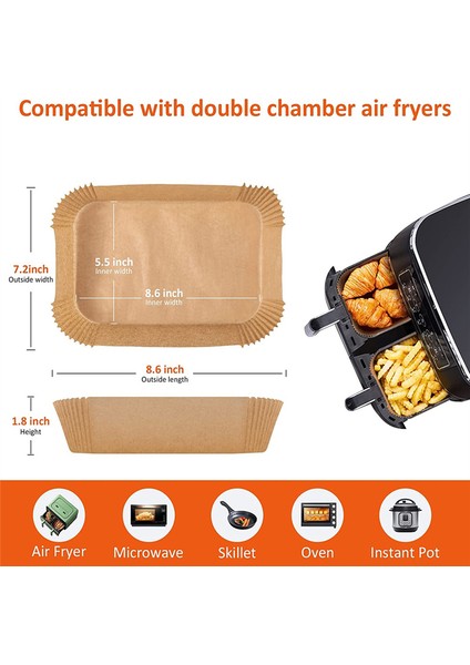 Ninja Dual Için Tek Kullanımlık Hava Fritöz Kaplamaları, 200 Adet Dikdörtgen Hava Fritöz Kaplamaları, Hava Fritöz Aksesuarları (Yurt Dışından) fırsatları