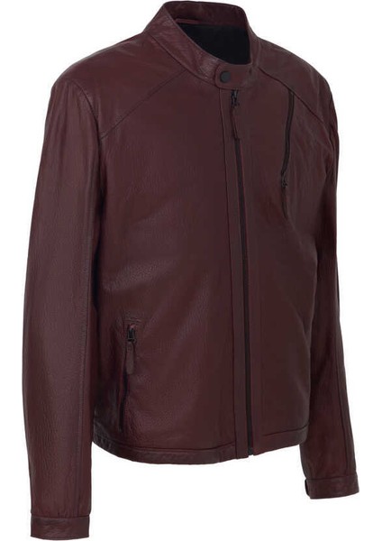 Bordo Hakiki Deri Erkek Hakiki Deri Mont - E22BDM310382-R4X