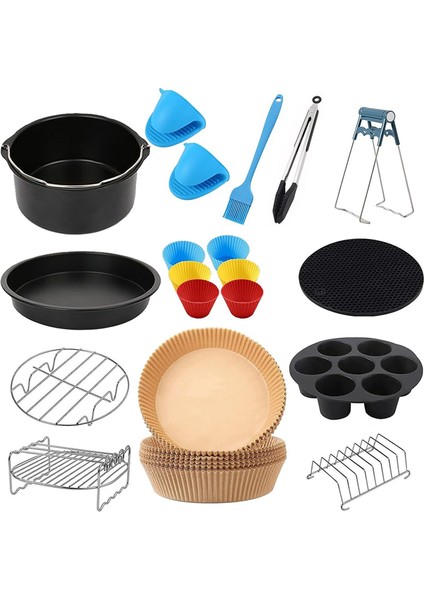 Airfryer Aksesuar Seti, 8 Inç Sıcak Hava Fritözü Aksesuarları, Yeniden Kullanılabilir Hava Fritözü Aksesuarları, Xxl, 4,6 Litre Üzeri Fritözler Için (Yurt Dışından)