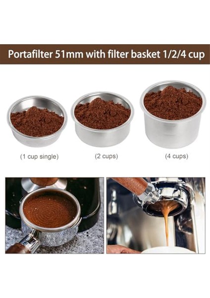Portafilter 51MM Filtre Sepeti 1/2/4 Bardak, 51MM Portafilter Paslanmaz Çelik Espresso Filtre Sepeti Seti Ahşap Saplı (Yurt Dışından) fiyatları