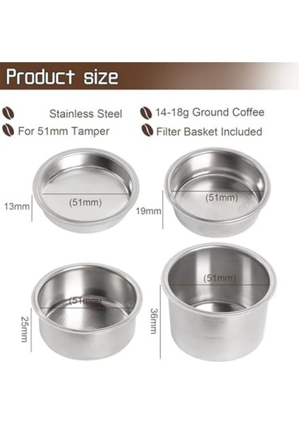 Portafilter 51MM Filtre Sepeti 1/2/4 Bardak, 51MM Portafilter Paslanmaz Çelik Espresso Filtre Sepeti Seti Ahşap Saplı (Yurt Dışından) fırsatları