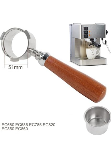 Portafilter 51MM Filtre Sepeti 1/2/4 Bardak, 51MM Portafilter Paslanmaz Çelik Espresso Filtre Sepeti Seti Ahşap Saplı (Yurt Dışından) indirimleri