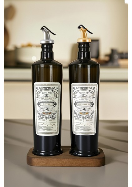 Vintage 750 ml Yağdanlık, Stantlı, Gümüş Başlık + Altın Başlık fiyatları