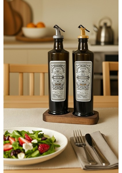 Vintage 750 ml Yağdanlık, Stantlı, Gümüş Başlık + Altın Başlık fırsatları