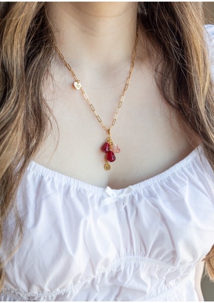 Murano Nar Tanesi Salkım Kolye Harfli