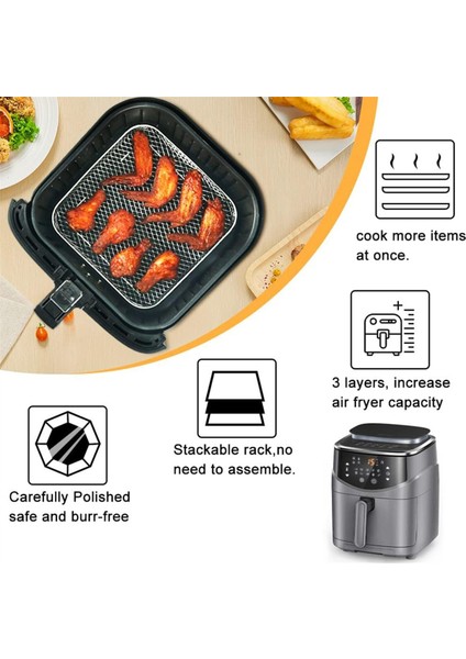 Hava Fritöz Rafları, Kare Üç Katlı Istiflenebilir Paslanmaz Çelik Raf, Sıcak Hava Fritöz Aksesuarları, Hava Fritöz Aksesuarları (Yurt Dışından) modelleri