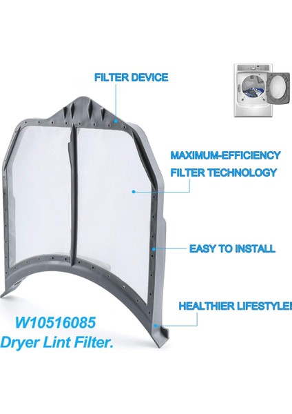 W10516085 Whirlpool Kurutma Makinesi Lint Tutucu Filtre Ekranı Için Kurutma Makinesi Lint Filtresi Değişimi W10211906 W10370972 (Yurt Dışından) modelleri