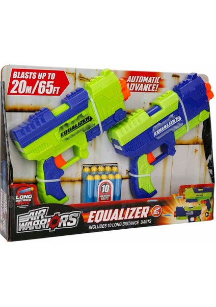 Air Warriors Equalizer 10 Mermili 2’li Sünger Dart Atan Silah 21 cm - Yeşil Silah-Lacivert Silah modelleri