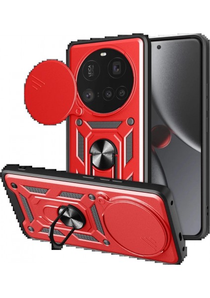 Xiaomi Mi 15 Ultra Kılıf Pars Lens Yüzüklü Silikon - Kırmızı